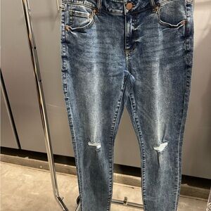 CAbi Distressed Blue Skinny Jeans